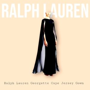 Ralph Lauren Georgette Cape Jersey Gown